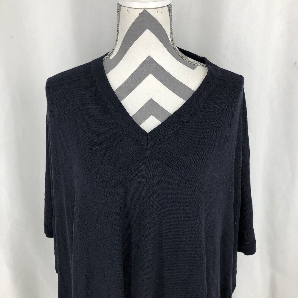 Ann Taylor Poncho Shrug Cover Up Black V Neck 570628 XS/Small